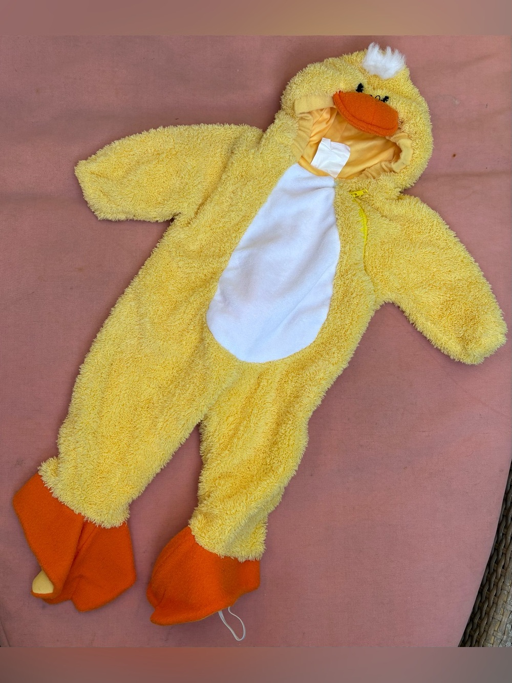Spirit Yellow Duck Plush Hooded One-Piece with White Belly and Orange Feet
